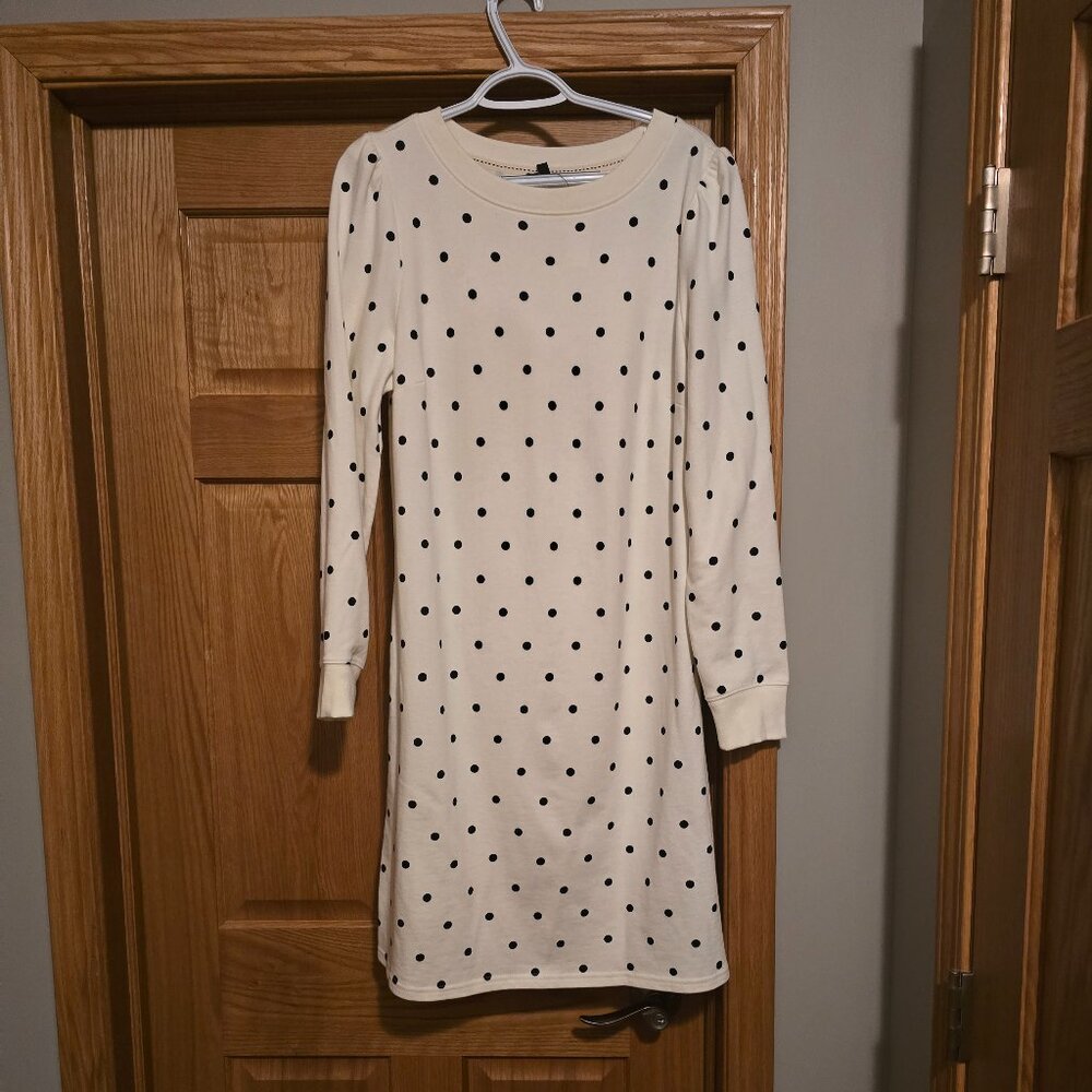 Talbots cream and black polka dot dress - L - NWT